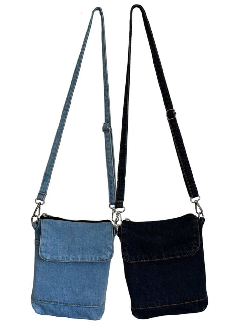 2 Pcs Small Denim Purses Adjustable Blue Jean Crossbody Bag